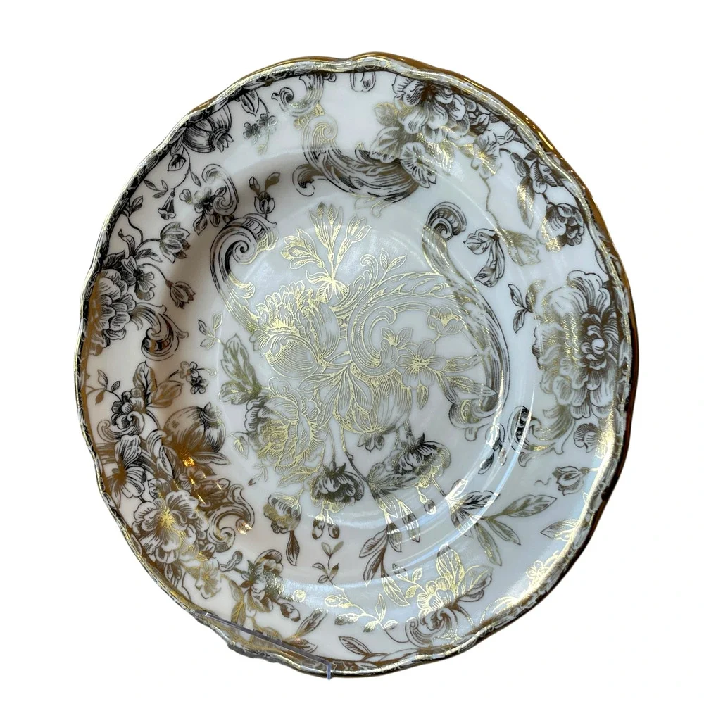 222 Fifth Hawthorne Gold 8.5” Salad Plates Set of 4 NEW